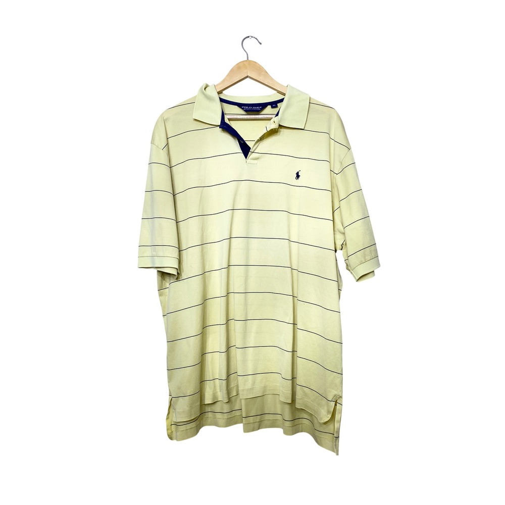 Polo Golf Ralph Lauren Mens XL Yellow Striped Cotton Short Sleeve Polo‎ Shirt